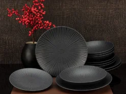 CreaTable 23211 Tafelservice Elements Collection Vesuvio Black Für 4 Personen, Steinzeug, Schwarz/grau (1 Set, 12-teilig) -kaufland verkäufe 0511c98e77bb564c456814dbfb27579a