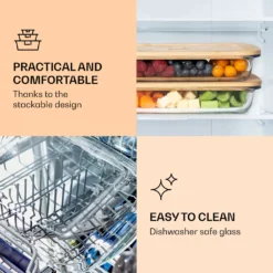 Klarstein Bambuswald Aufschnittbox Mit Deckel , 1 Liter , 2er Set , Glas & Bambus , Hitzebeständig , Spülmaschinenfest , Stapelbar -kaufland verkäufe 056ea86707952675fab736ee4b6be6a6