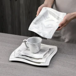 MALACASA, AMPARO 30 Tlg. Marmor Porzellan Geschirrset Kombiservice Tafelservice Mit Kaffeetassen, Unterteller, Dessertteller, Suppenteller, Speiseteller Für 6 Personen -kaufland verkäufe 06bffbce4afe510c0fb6d880a070c49e