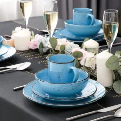 Vancasso Serie Navia Oceano, 16 Teilig Essservice Set Aus Steingut, Tafeiservice Für 4 Personen, Wasserblau, Vintage Aussehen, Natur Design -kaufland verkäufe 0716ca1014206be5b32d7329105b29f4