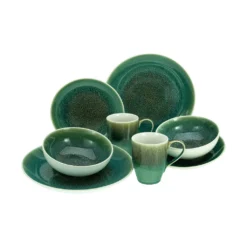 CreaTable, 25863, Serie Caldera Grün, Geschirrset, Kombiservice 8 Teilig, Farbe:Grün