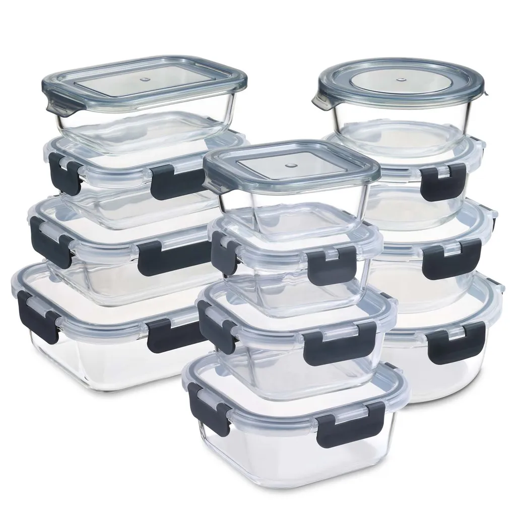 PIE LOCK Frischhaltedosen Set 24 teilig - Frischhalte Dosen Glasdose eckig Vorratsdosen - in Transparent mit Grau Mikrowellengeeignete Frischhaltedose Essensbox für Lebensmittel BPA-Frei PIE LOCK Frischhaltedosen Set 24 Teilig - Frischhalte Dosen Glasdose Eckig Vorratsdosen - In Transparent Mit Grau Mikrowellengeeignete Frischhaltedose Essensbox Für Lebensmittel BPA-Frei -kaufland verkäufe 13f3c22d7bfa52b2e68ac0009c3e48fb