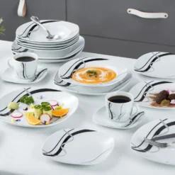 VEWEET, Serie 'Fiona', 100-teilig Porzellan Tafelservice Set, Kombiservice Mit Dessertteller, Speiseteller, Suppenteller, Müslischalen, Kaffeebecher, Kaffeetassen Set, Eierbecher, Milch- Und Zuckerset 4 VEWEET, Serie 'Fiona', 100-teilig Porzellan Tafelservice Set, Kombiservice Mit Dessertteller, Speiseteller, Suppenteller, Müslischalen, Kaffeebecher, Kaffeetassen Set, Eierbecher, Milch- Und Zuckerset -kaufland verkäufe 1f81b87145a95e42484bef2381e72c3a