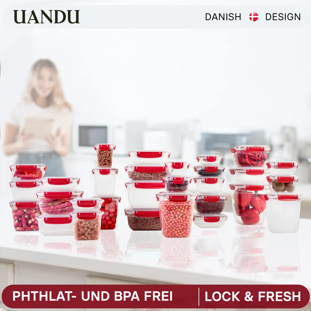 Uandu Lock & Fresh 5er Vorratsdosen set, frischhaltedosen mit deckel für lebensmittel, Mikrowellen-, und Gefriergeeignet, vorratsdosen mit deckel, meal prep boxen, aufbewahrungsbox küche - Rot Uandu Lock & Fresh 5er Vorratsdosen Set, Frischhaltedosen Mit Deckel Für Lebensmittel, Mikrowellen-, Und Gefriergeeignet, Vorratsdosen Mit Deckel, Meal Prep Boxen, Aufbewahrungsbox Küche - Rot -kaufland verkäufe 27593adda61277f25b01fa24df0e22f7