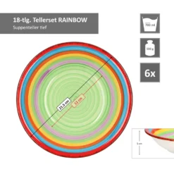 Tellerset Rainbow 18-tlg. 6 Personen Steingut Tafelservice Dessertteller Speiseteller Suppenteller -kaufland verkäufe 36652aedffbd6ddb5e438b7d14adbcc9