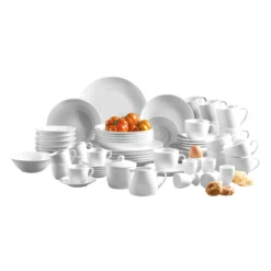 Mäser 102034 Kombiservice Alesia Für 6 Personen, Porzellan, Weiß (1 Set, 62-teilig)