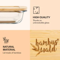 Klarstein Bambuswald Aufschnittbox Mit Deckel , 1 Liter , 2er Set , Glas & Bambus , Hitzebeständig , Spülmaschinenfest , Stapelbar -kaufland verkäufe 3a66a15ee1ab858fbd374b10c5d30bff