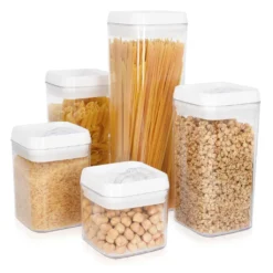 Navaris Vorratsdosen Behälter Set Für Lebensmittel - 5x Aufbewahrung Für Mehl Zucker Nudeln Cornflakes Müsli Reis - Aufbewahrungsboxen Stapelbar -kaufland verkäufe 3e02cd50fda442ced744ae38ec43e2c4