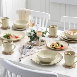 Vancasso Tafelservice Set, Navia Geschirrset Aus Steingut, 16 Teilig Kombiservice, Vintage Aussehen, Natur Design -kaufland verkäufe 3fcc1b19b672d32cd61a0fdd8deacb1f