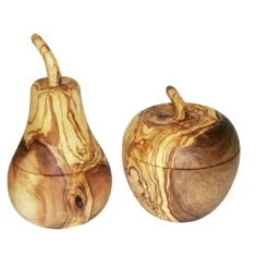 KeboLiv Dosenset Aus Olivenholz, Apfel- Und Birnendose