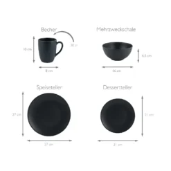 CreaTable 23145 Kombiservice Soft Touch Black Für 4 Personen, Steinzeug, Schwarz (1 Set, 16-teilig) -kaufland verkäufe 4550bc31fe2e713b48d32f63c29e9692