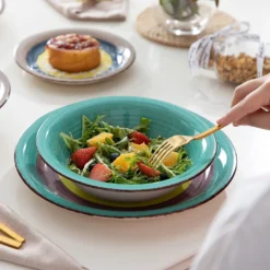 Tafelservice Steingut, Vancasso ARCO 36-teiliges Kombiservice Set, Vintage Geschirrservice Mit Je 12 Speiseteller, Kuchenteller Und Suppenteller, Für 12 Personen, Regenbogen Stil -kaufland verkäufe 46f6df9a798794b9d6fa133999f6c0b9