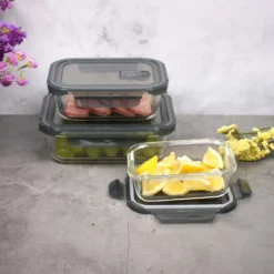 PIE LOCK Vorratsdosen 6 Teilig Eckig - Vorratsdosen Set Mikrowellengeeignete Essensbox Vorratsbehälter - Grau Glasdose Lunchbox Vorratsgläser Set -kaufland verkäufe 4955526d649ec1d65d47eec70446dce4