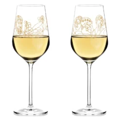 Ritzenhoff Wein-Ensemble Weißweinglas-Set Burkhard Neie, Dionysos & Ariadne / Zeus & Leto, Kristallglas, 364 Ml, 3410001