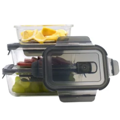 PIE LOCK Vorratsdosen 6 Teilig Eckig - Vorratsdosen Set Mikrowellengeeignete Essensbox Vorratsbehälter - Grau Glasdose Lunchbox Vorratsgläser Set -kaufland verkäufe 4bf6d9a4e152cb75ae1aac44cc98b033