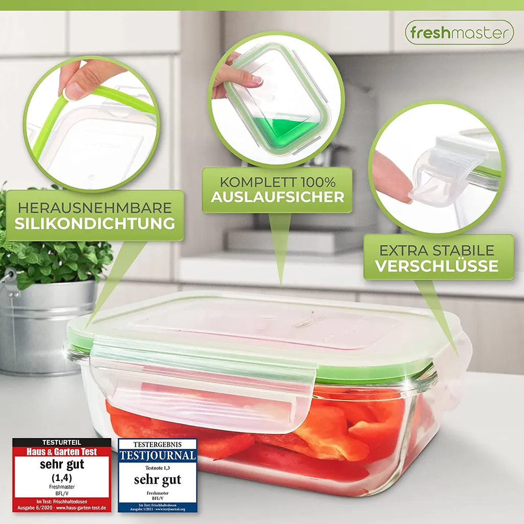 Fresh Master Frischhaltedosen Set 16-tlg. Borosililatglas, (2 x 370 ml, 2 x 640 ml, 2 x 1.050 ml, 2 x 1.520 ml Frischhaltedose mit Deckel) Fresh Master Frischhaltedosen Set 16-tlg. Borosililatglas, (2 X 370 Ml, 2 X 640 Ml, 2 X 1.050 Ml, 2 X 1.520 Ml Frischhaltedose Mit Deckel) -kaufland verkäufe 4d0e0f51938f2471c7df69e967ba3e57