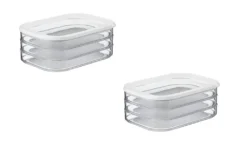 2er Set Mepal – Aufschnittdose Modula 3-lagig Weiß – 1650 Ml Aufschnittbox Für Den Kühlschrank – Zur Aufbewahrung Von Wurst Und Fleischwaren – 3 Separate Aufbewahrungsbehälter – Spülmaschinenfest