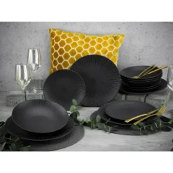 CreaTable 23211 Tafelservice Elements Collection Vesuvio Black Für 4 Personen, Steinzeug, Schwarz/grau (1 Set, 12-teilig) -kaufland verkäufe 54d12d2f247cae1d35e449c6d080d6df