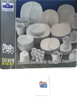 Van Well Kombiservice Silver Night 62-tlg 6 Personen, Tafel + Kaffee + Zubehör, Linien-Dekor -kaufland verkäufe 553653be6534b87af657350a7c03d8cc