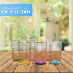 6 X Trinkglas Bunt Wasserglas Wassergläser Trinkgläser Glas Gläser Saftglas -kaufland verkäufe 55e3dd457648c90f1145f32ee33e2265