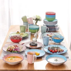 Kombiservice Porzellan, Vancasso Tafelservice Bunt, MACARON 40 Teilig Geschirrset, Mit Je 8 Speiseteller, Dessertteller, Müslischalen, Suppenteller Und Kaffeebecher Für 8 Personen -kaufland verkäufe 587cce6468a1f791ff65bc923560edd5