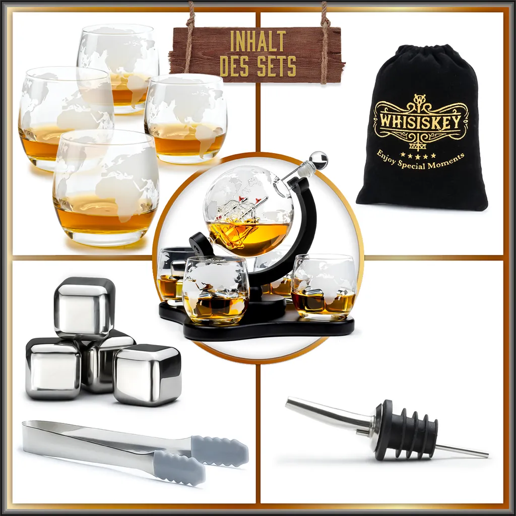 Whisiskey - Whisky Karaffe - Geschenke für Männer - Komplette Whiskey Set - Globus - 900ML – Inkl. 4 Whisky Steine, 4 Whisky Gläser & Ausgießer - Whisky Dekanter – Whiskygläser - Natursteine Whisiskey - Whisky Karaffe - Geschenke Für Männer - Komplette Whiskey Set - Globus - 900ML – Inkl. 4 Whisky Steine, 4 Whisky Gläser & Ausgießer - Whisky Dekanter – Whiskygläser - Natursteine -kaufland verkäufe 5925e7c4ae6b11b2dd1ff824ec6d6a7b