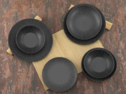 CreaTable 23211 Tafelservice Elements Collection Vesuvio Black Für 4 Personen, Steinzeug, Schwarz/grau (1 Set, 12-teilig) -kaufland verkäufe 5bfb59095ebe68d37c8a813a8bb802c4