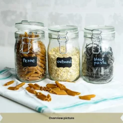 6 X Creative Home Gläser Mit Bügelverschluss | 1 Liter | Einmachgläser Drahtbügel-glas Aufbewahrungsgläser Mit Gummiring Und Deckel | 8 Wiederverwendbare Aufkleber + 1 Anti-Staub-Kreide -kaufland verkäufe 625753afa6fa285e9fccf2a96e84ff60