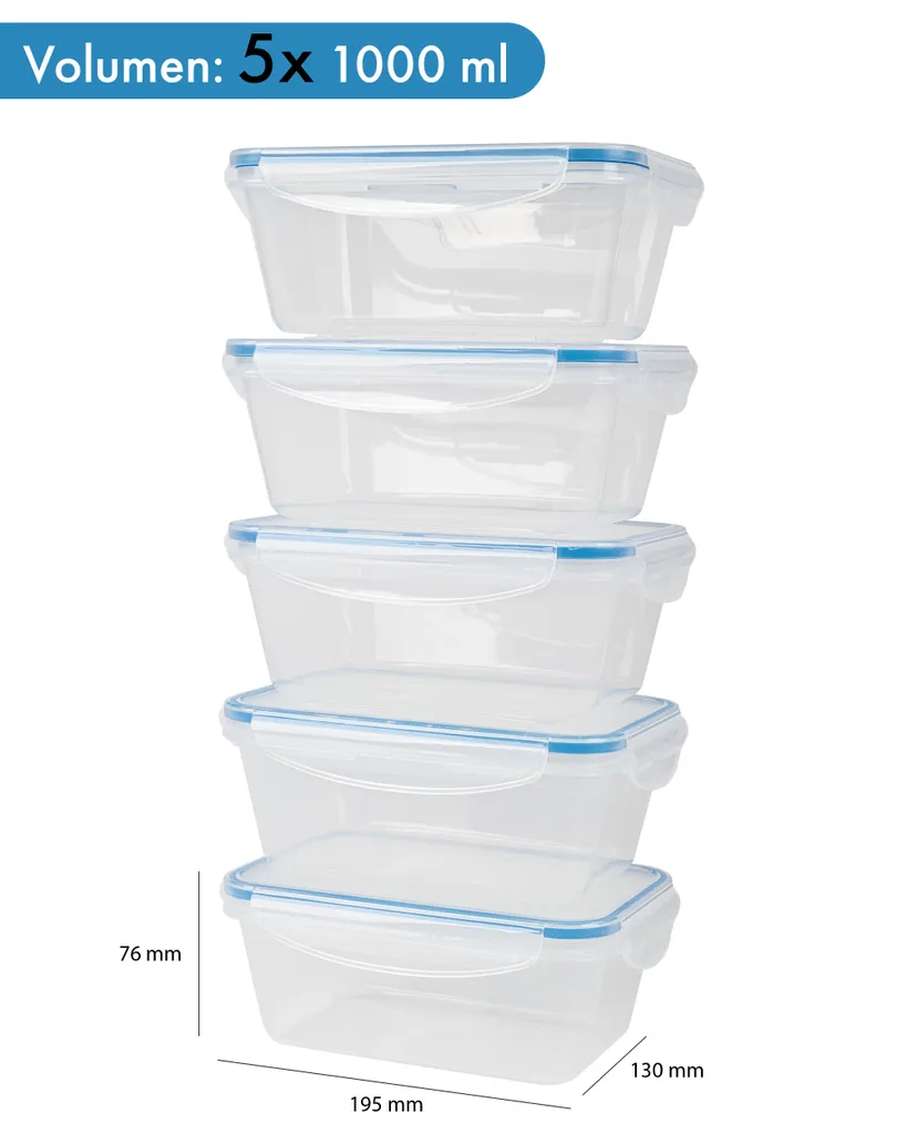 classbach® 5er-Set Kunststoff-Frischhaltedosen mit Deckel 100% dicht, Lunchbox Brotdose Meal Prep Boxen mit Deckel, Vorratsdosen geeignet f. Spülmaschine, Mikrowelle und Gefrierfach C-FHD 4007 K Classbach® 5er-Set Kunststoff-Frischhaltedosen Mit Deckel 100% Dicht, Lunchbox Brotdose Meal Prep Boxen Mit Deckel, Vorratsdosen Geeignet F. Spülmaschine, Mikrowelle Und Gefrierfach C-FHD 4007 K -kaufland verkäufe 633c32a6804895c2e61689a9373b168d