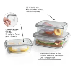 GOURMETmaxx Glas-Frischhaltedosen Klick-it Mit Mikrowellen-Ventil - 6-teilig - Grau -kaufland verkäufe 66454f9639e718f3ffa84400d021b6aa