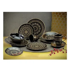 CreaTable 23588 Tafelservice Mandala Für 4 Personen, Steinzeug, Schwarz/gold (1 Set, 12-teilig) -kaufland verkäufe 69c36034c9c0b513a8ca06252a690366