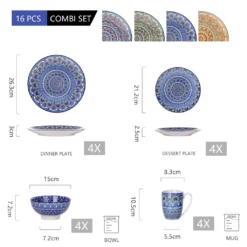 Vancasso Tafelservice Porzellan, Mandala 16 Teiliges Essgeschirr Kombiservice, Handbemaltes Geschirrset Für 4 Personen, Böhmischer Stil -kaufland verkäufe 69d66d11f74f2e6609761cb509ce5f9b