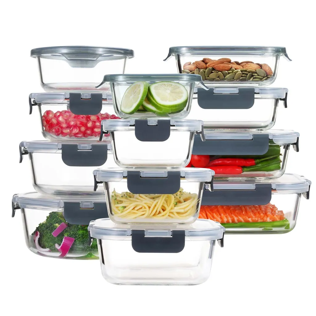 PIE LOCK Frischhaltedosen Set 24 teilig - Frischhalte Dosen Glasdose eckig Vorratsdosen - in Transparent mit Grau Mikrowellengeeignete Frischhaltedose Essensbox für Lebensmittel BPA-Frei PIE LOCK Frischhaltedosen Set 24 Teilig - Frischhalte Dosen Glasdose Eckig Vorratsdosen - In Transparent Mit Grau Mikrowellengeeignete Frischhaltedose Essensbox Für Lebensmittel BPA-Frei -kaufland verkäufe 6a3918511b83b5ac96d459157c7e09ad