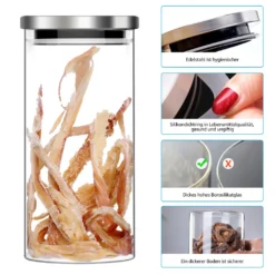 CMYBABEE Vorratsdose Glas 1400ML, Höhe 21 Cm, Vorratsglas Mit Deckel, Kaffeebohnen Behälter, Müslidose, Frischhaltedose Mit Große Einfüllöffnung (M, 1 Stück)