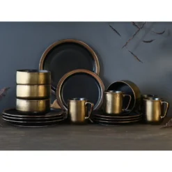 CreaTable 23592 Kombiservice Modern Industrial Für 4 Personen, Steinzeug, Schwarz/gold (1 Set, 16-teilig) -kaufland verkäufe 742a70b5bc4836c520072517d8454965