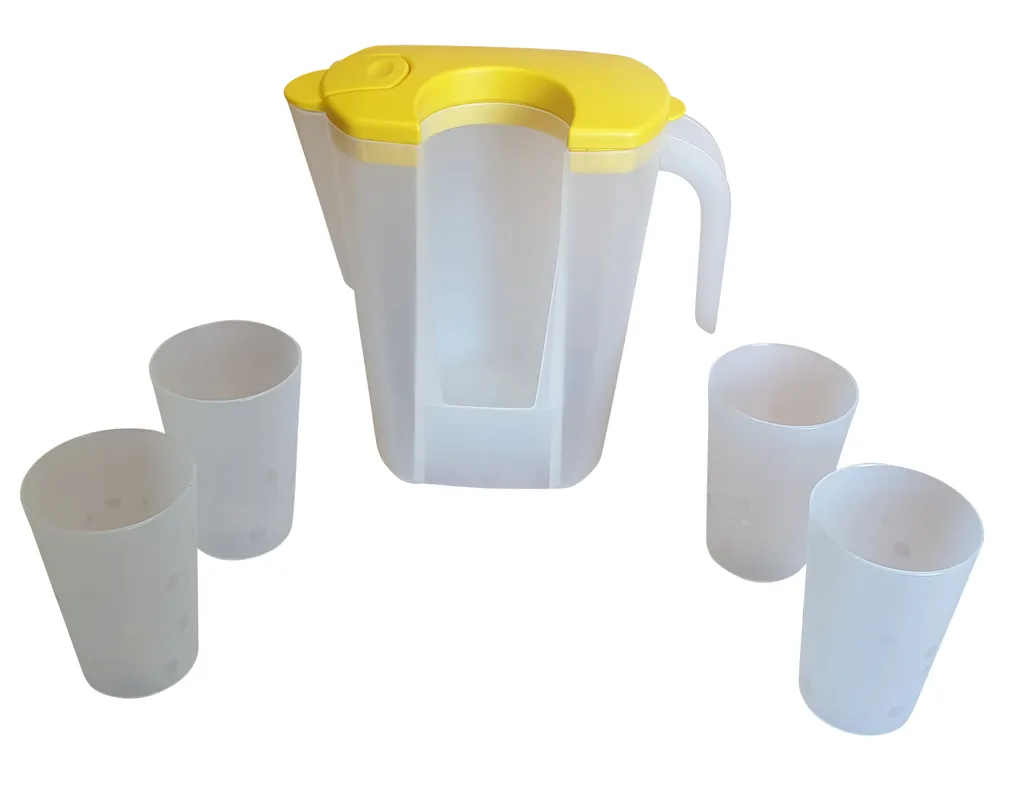 Saftkrug mit 4 Trinkbechern Pendel-Ausguss Karaffe mit Deckel Saftkanne, Farbe:gelb Saftkrug Mit 4 Trinkbechern Pendel-Ausguss Karaffe Mit Deckel Saftkanne, Farbe:gelb -kaufland verkäufe 7706afc534e5e8de8103f5ad3475adbb