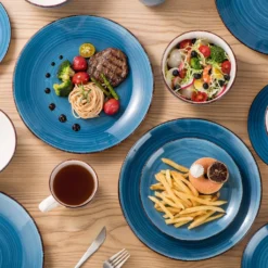 Vancasso Bella Steinzeug Kombiservice, 16 Teilig Geschirrset Für 4 Personen, Mit Je 4 Dessertteller, Speiseteller, Müslischalen, Kaffeebecher, Blau -kaufland verkäufe 86bec15474fdf6da803b7104160fdbe4