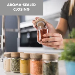 Klarstein Glaswerk Cassia Gewürzgläser Vorratsgläser Gewürzgläserset , 6 X 130 Ml , Borosilikatglas , Deckel Aus Akazienholz , Stapelbares Design , Luftdichte Aufbewahrung -kaufland verkäufe 879e3693debcf29b06d125af218ddedf