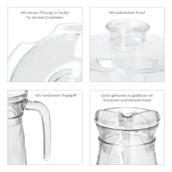 KARA Glas-Karaffe Mit Kunstoff-Deckel + Griff 1,2L Wasser-Krug Saftkanne Limo -kaufland verkäufe 891a2e3614f63e1fd16d55cd8ba4fbc3