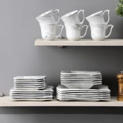 MALACASA, AMPARO 30 Tlg. Marmor Porzellan Geschirrset Kombiservice Tafelservice Mit Kaffeetassen, Unterteller, Dessertteller, Suppenteller, Speiseteller Für 6 Personen -kaufland verkäufe 8b6ac6c80d49cea3008ae8f9bb9e5121