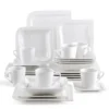 MALACASA, Serie Joesfa, 30 Tlg. Cremeweiß Porzellan Geschirrset Kombiservice Tafelservice Im Eleganten Design Mit Je 6 Tassen, 6 Untertassen, 6 Dessertteller, 6 Suppenteller Und 6 Speiseteller