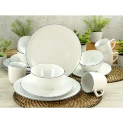 CreaTable 22456 Kombiservice Enjoy Blue Line Für 4 Personen, Porzellan, Weiß (1 Set, 16-teilig) -kaufland verkäufe 98a08d4bae9f221e3ee6be0405931294