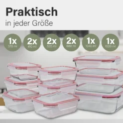 Classbach® Glas-Frischhaltedosen Mit Deckel, 9er-Vorratsdosen-Set/Vorratsgläser, Geeignet Für Mikrowelle, Spülmaschine Und Gefrierfach, Meal Prep Boxen Aus Glas, Perfekte Aufbewahrungsbox Küche -kaufland verkäufe 9a7d083875a71518f7b97c4093d209c9