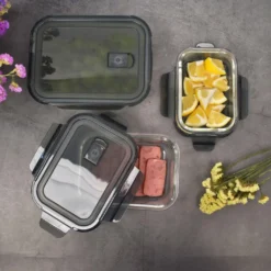 PIE LOCK Vorratsdosen 6 Teilig Eckig - Vorratsdosen Set Mikrowellengeeignete Essensbox Vorratsbehälter - Grau Glasdose Lunchbox Vorratsgläser Set -kaufland verkäufe 9aeeae76384871b172dbedd6e35cfcb8