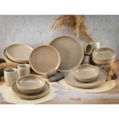 CreaTable, 33075, Serie Uno SAND, Geschirrset, Kombiservice 16 Teilig, Steinzeug, Farbe:Sand -kaufland verkäufe a03d36e2c7314dd63896e837a151a976