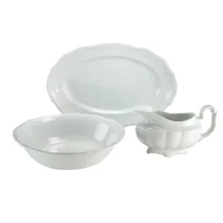 CreaTable 16029 Serviergeschirr Maria Theresia Für 1 Personen, Porzellan, Weiß (1 Set, 3-teilig)