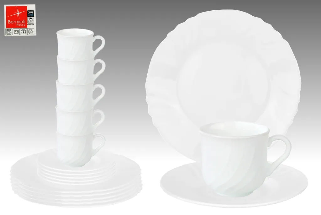 EBRO Kaffeeservice, 18tlg., Tassen + Dessertteller + Untertasse, Weiß, Opal-Hartglas EBRO Kaffeeservice, 18tlg., Tassen + Dessertteller + Untertasse, Weiß, Opal-Hartglas -kaufland verkäufe ac009acc43e19c40ea82323f077ac10a