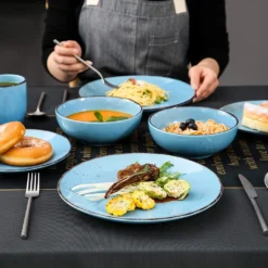 Vancasso Serie Navia Oceano, 16 Teilig Essservice Set Aus Steingut, Tafeiservice Für 4 Personen, Wasserblau, Vintage Aussehen, Natur Design -kaufland verkäufe ad0b3169ed702fa0905d2adef944b768