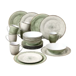 WELLCO Kombiservice Pur 24teilig Grün/grau