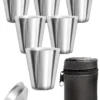 Outdoor Saxx® - 8-Teiliges Edelstahl-Becher Set, 6 Unzerbrechliche Schnaps-Becher, Schnaps-Gläser Aus Metall, Metall-Becher Mit Einfüll-Trichter Und Leder-Tasche, Ideales Flachmann-Zubehör -kaufland verkäufe b2d84dd5e63c87163d09d2e35709c332